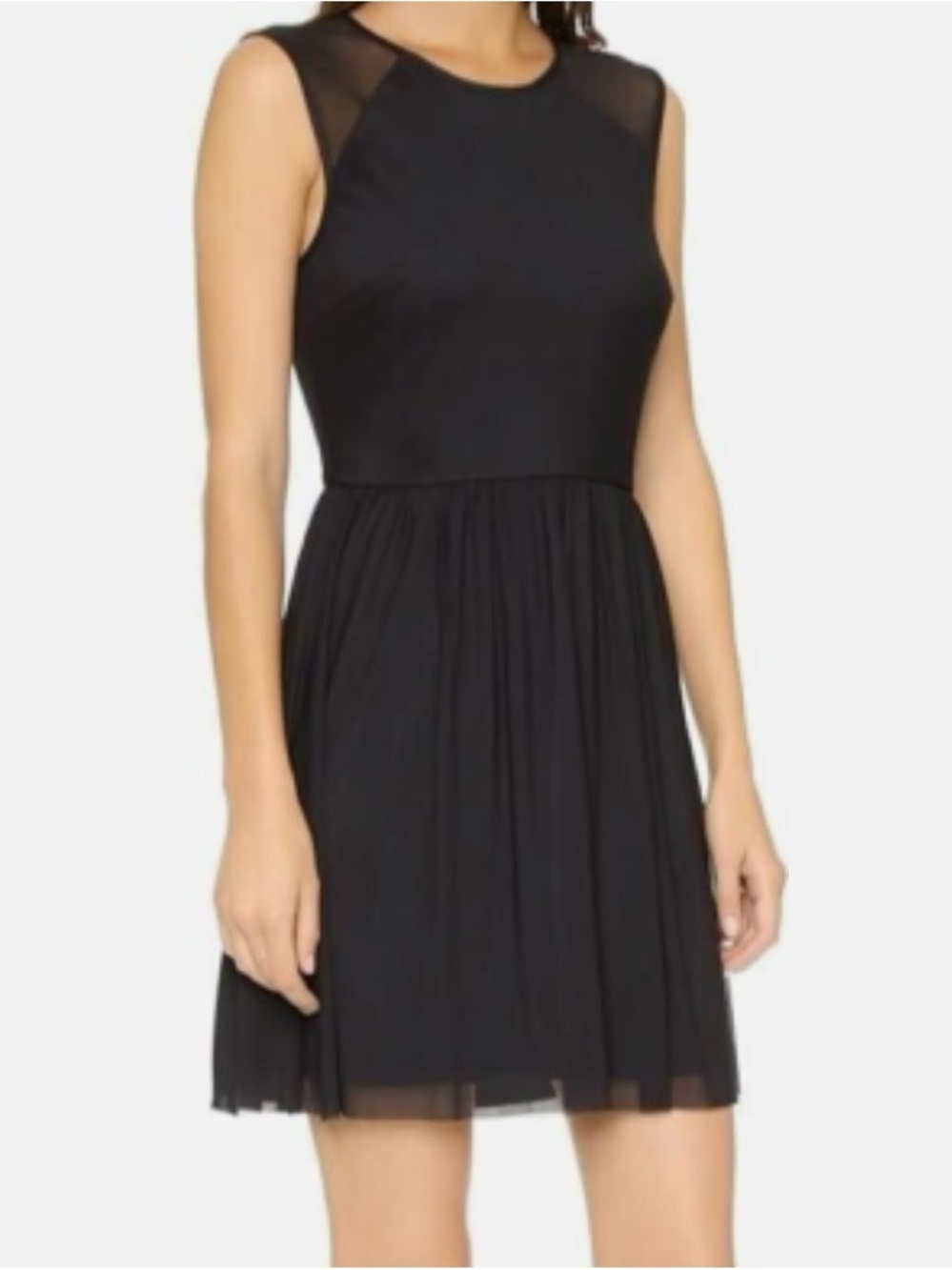 NWT Jack by BB Dakota Women's Eva Mesh Layer Pleated Sleeveless Black Dress XS - Picture 4 of 4